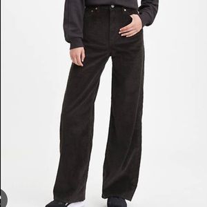 Levi’s Ribcage Wide Leg Corduroy Pants Black 30x32